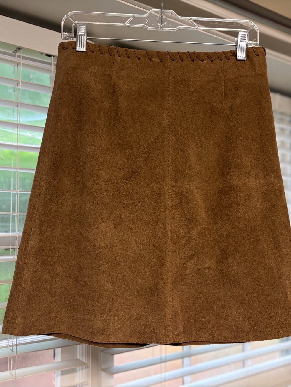 JustFab Brown Suede A-Line Skirt